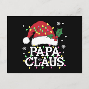 Cartão Postal Papai Noel Luzes de Natal Família de Pijama Combin