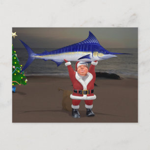 Cartão Postal Papai Noel Marlin Azul