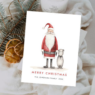 Cartão Postal Papai Noel Minimalista Caprichoso Natal Feriado