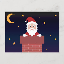 Cartão Postal Papai Noel na noite de Natal na Chaminé