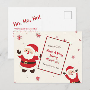 Cartão Postal Papai Noel Natal Retrô Fofo