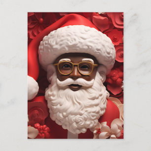Cartão Postal Papai Noel Negro Melanina Kris Kringle Natal Bruh