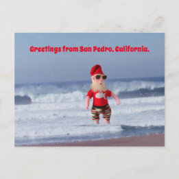 Cartão postal - Papai Noel no surf