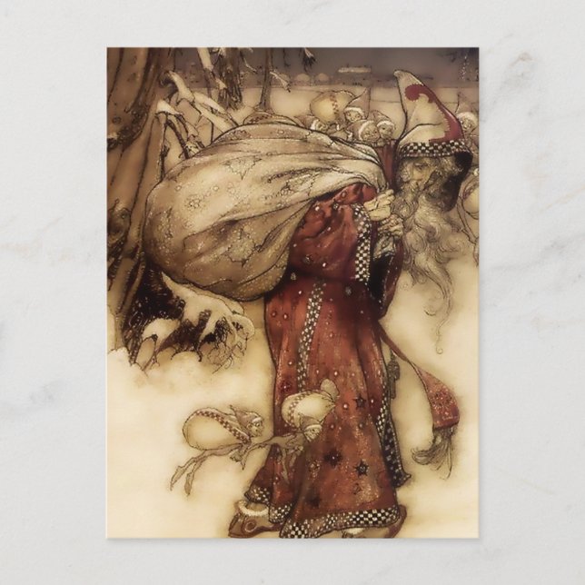 Cartão Postal “Papai Noel” por Arthur Rackham (Frente)