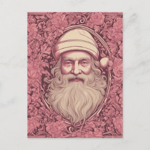 Cartão Postal Papai Noel Retrô Rosa