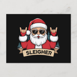 Cartão Postal Papai Noel Rockeiro de Natal