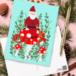 Cartão Postal Papai Noel sobre o Xmas do Cogumelo Mágico<br><div class="desc">Cartão personalizável,  Adicione seu próprio texto à parte traseira ou frontal do cartão. Procure mais designs no meu compro ou avise-me se quiser algo personalizado.</div>