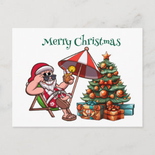 Cartão Postal Papai Noel Tropical Feliz Natal 