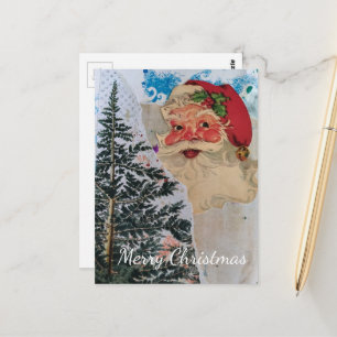 Cartão Postal Papai Noel Vintage Colagem Mista Feliz Natal