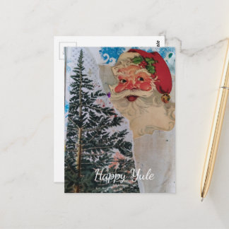 Cartão Postal Papai Noel Vintage Colagem Mista Feliz Yule