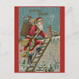Cartão Postal Papai Noel vitoriano manda um Greeti de Natal