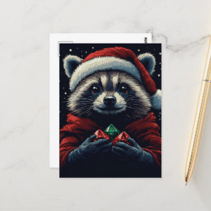 Cartão Postal Papais noeis Adoráveis Raccoon