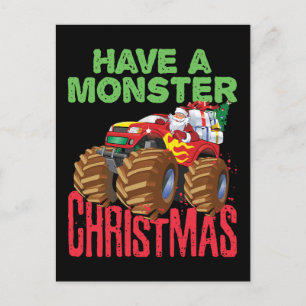 Cartão Postal Papais noeis Andando Caminhão Monstro Têm Natal Mo