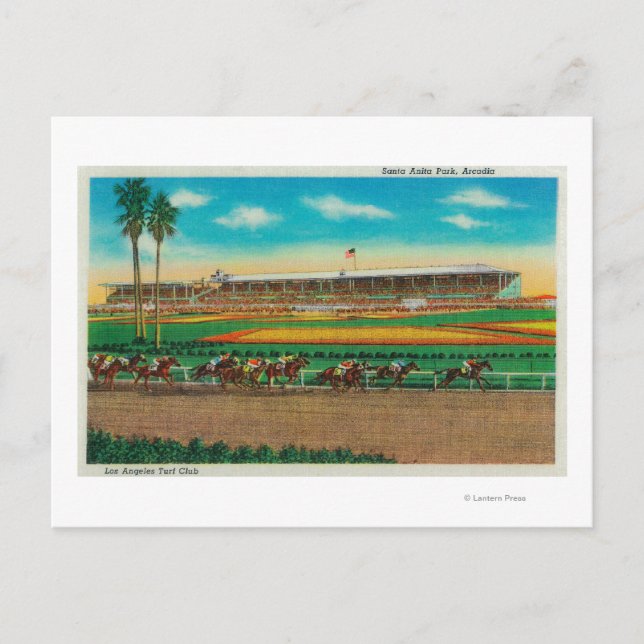 Cartão Postal Papais noeis Anita Park Horse RacesArcadia, CA (Frente)