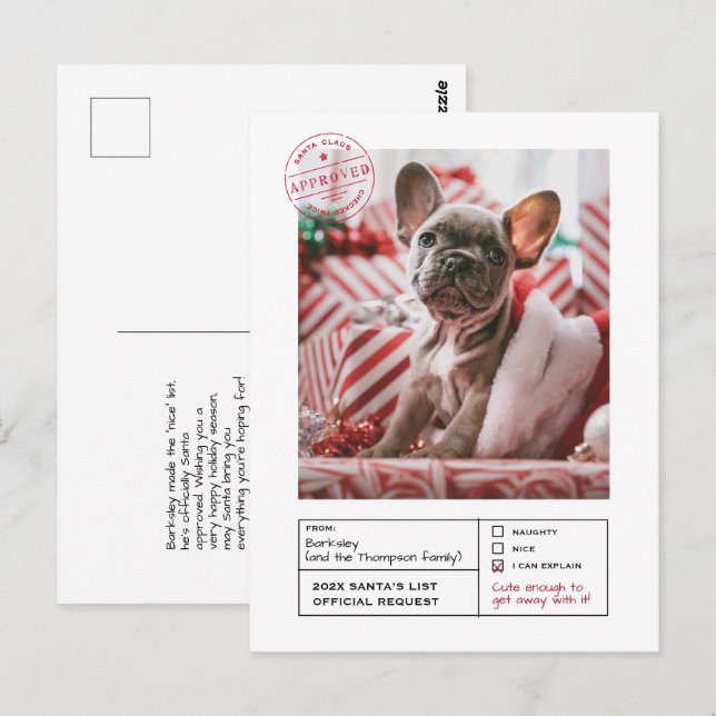 Cartão Postal Papais noeis Aprovados, Foto de Formulário Bela ou (Frente/Verso)