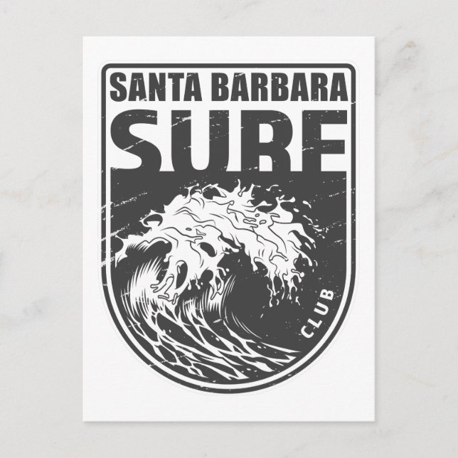 Cartão Postal Papais noeis Barbara Surf Club California Emblem (Frente)