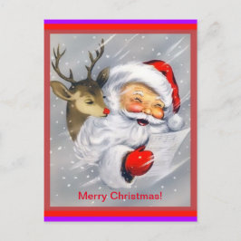 Cartão Postal Papais noeis bonitos e Feliz Natal de Rudolph