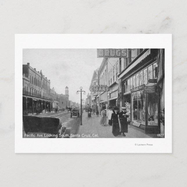 Cartão Postal Papais noeis Cruz, CA - Vista da Avenida Pacífico (Frente)