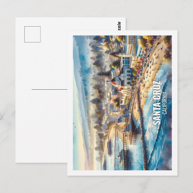 Cartão Postal Papais noeis Cruz California USA Cadeado Familiar (Frente/Verso)