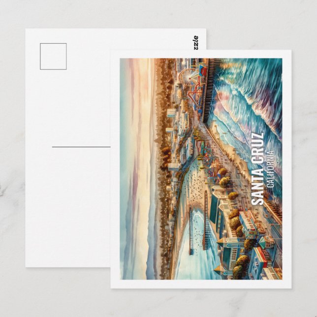 Cartão Postal Papais noeis Cruz California USA Cadeado Familiar (Frente/Verso)