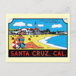 Cartão Postal Papais noeis Cruz, Califórnia, Vintage da Etiqueta