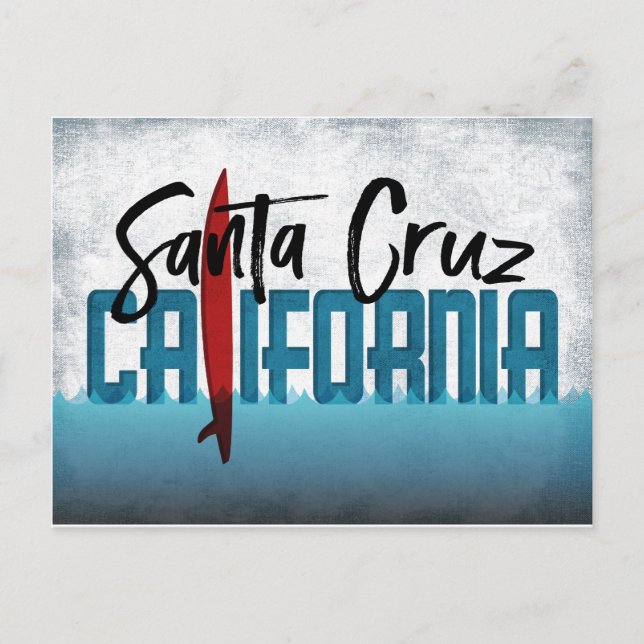 Cartão Postal Papais noeis Cruz Postcard California Surfboard (Frente)