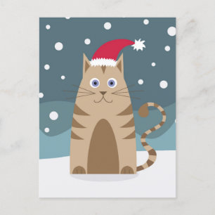 Cartão Postal Papais noeis de animação gatinhos de neve