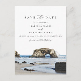 Cartão Postal Papais noeis de Aquarela Cruz California Beach Pai