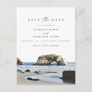 Cartão Postal Papais noeis de Aquarela Cruz California Beach Pai