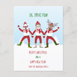 Cartão Postal Papais noeis de Natal e amigos de mãos clássicas