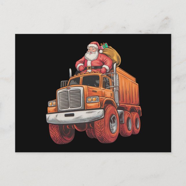Cartão Postal Papais noeis de Natal Monster Truck Xmas Boys (Frente)