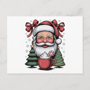 Cartão Postal Papais noeis de Natal Red Coquette Família Natal F