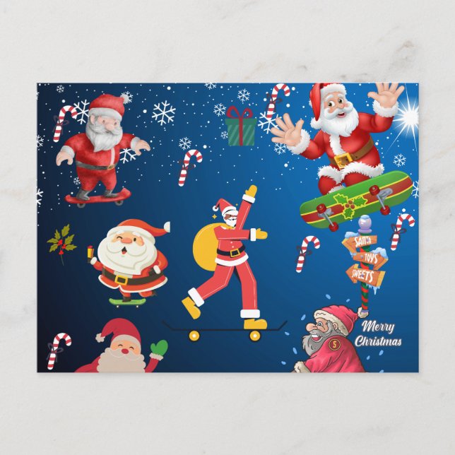 Cartão Postal Papais noeis de patinação (Frente)