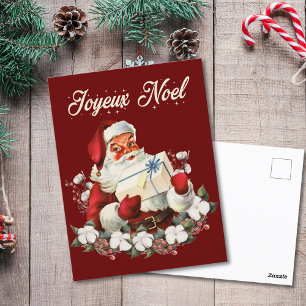 Cartão Postal Papais noeis de Vintage de Natal Vermelho para Joy