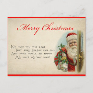 Cartão Postal Papais noeis de Vintage Poem de Natal