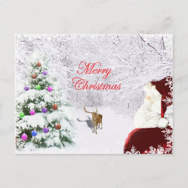 Cartão Postal Papais noeis e renas (Frente)