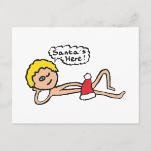 Cartão Postal Papais noeis Engraçados Aqui Humor Xmas