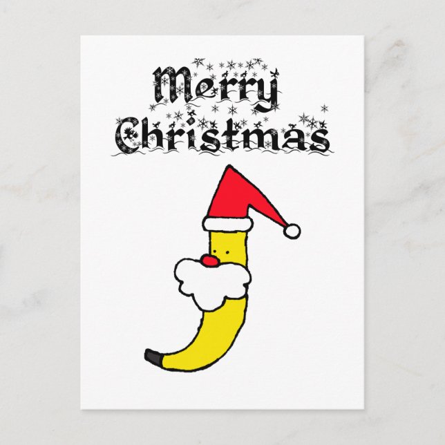 Cartão Postal Papais noeis engraçados Banana Feliz Natal (Frente)