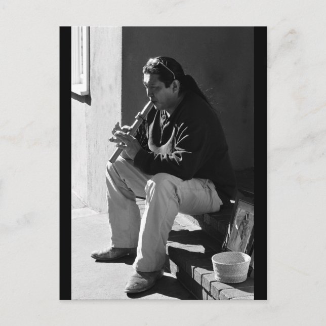 Cartão Postal Papais noeis Fe Flutist (Frente)