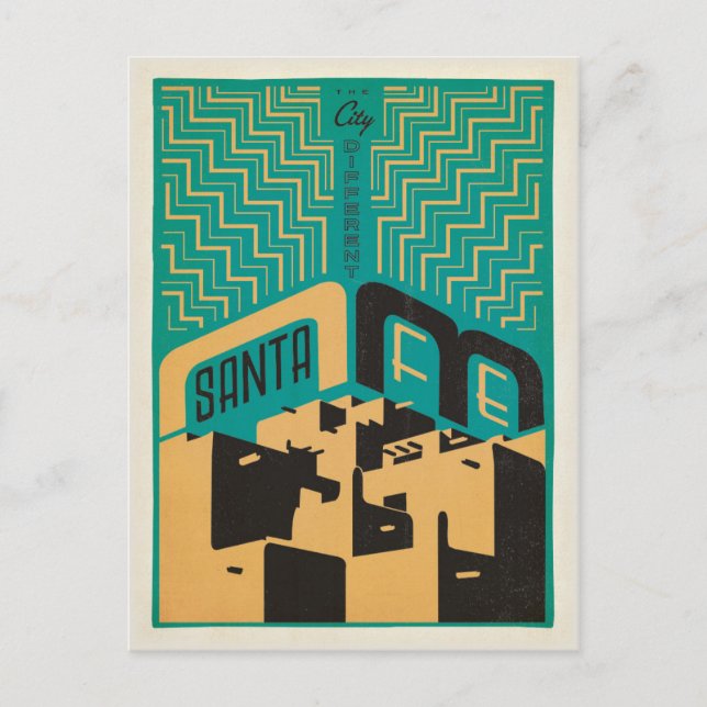 Cartão Postal Papais noeis Fe, Novo México | Diferente Cidade (Frente)