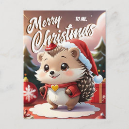 Cartão Postal Papais noeis Hedgehog Feliz Natal para mim Saudaçã
