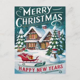 Cartão Postal Papais noeis Mágicos Dormem Sobre Casa Festiva