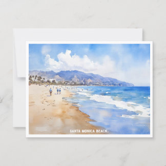 Cartão Postal Papais noeis Monica Beach, Ca aqucolor pintura