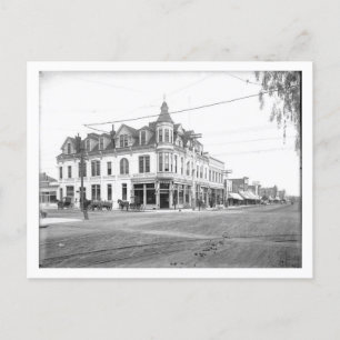 Cartão Postal Papais noeis Monica CA, Bank Building, Vintage Sty