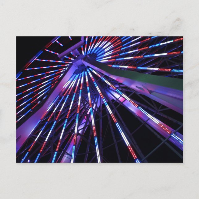 Cartão Postal Papais noeis Monica Pier Ferris Wheel à Noite (Frente)