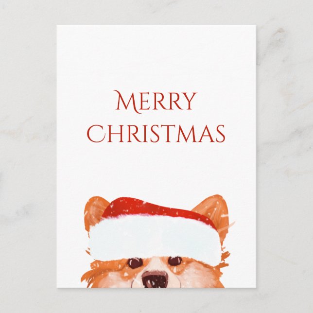 Cartão Postal Papais noeis Orange Corgi Feliz Natal (Frente)