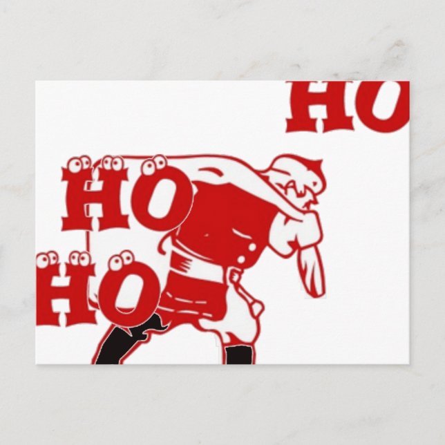 Cartão Postal Papais noeis vermelhos e brancos caminhando Ho Ho  (Frente)