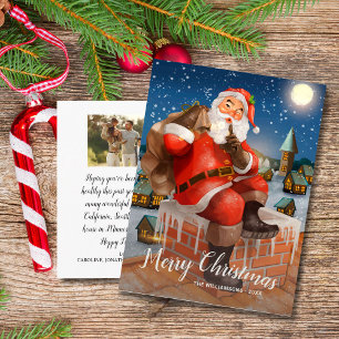 Cartão Postal Papais noeis Vintage Na Foto Personalizada Da Famí