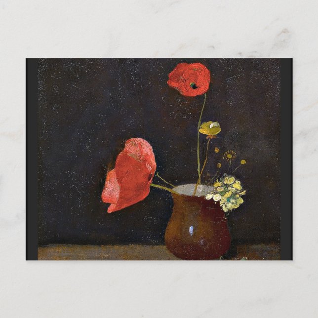 Cartão Postal Papas, pintura floral de Odilon Redon (Frente)