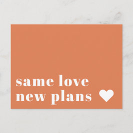 Cartão Postal Papaya | Anúncio de adiamento de casamento moderno